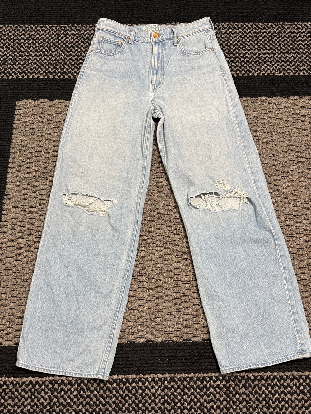 MOTHER Snacks Jeans Women’s 30 High Rise Wide Leg Distressed Classic Casual